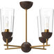 Alora Mood Emil 4 Light 25 inch Aged Gold and Walnut Chandelier Ceiling Light