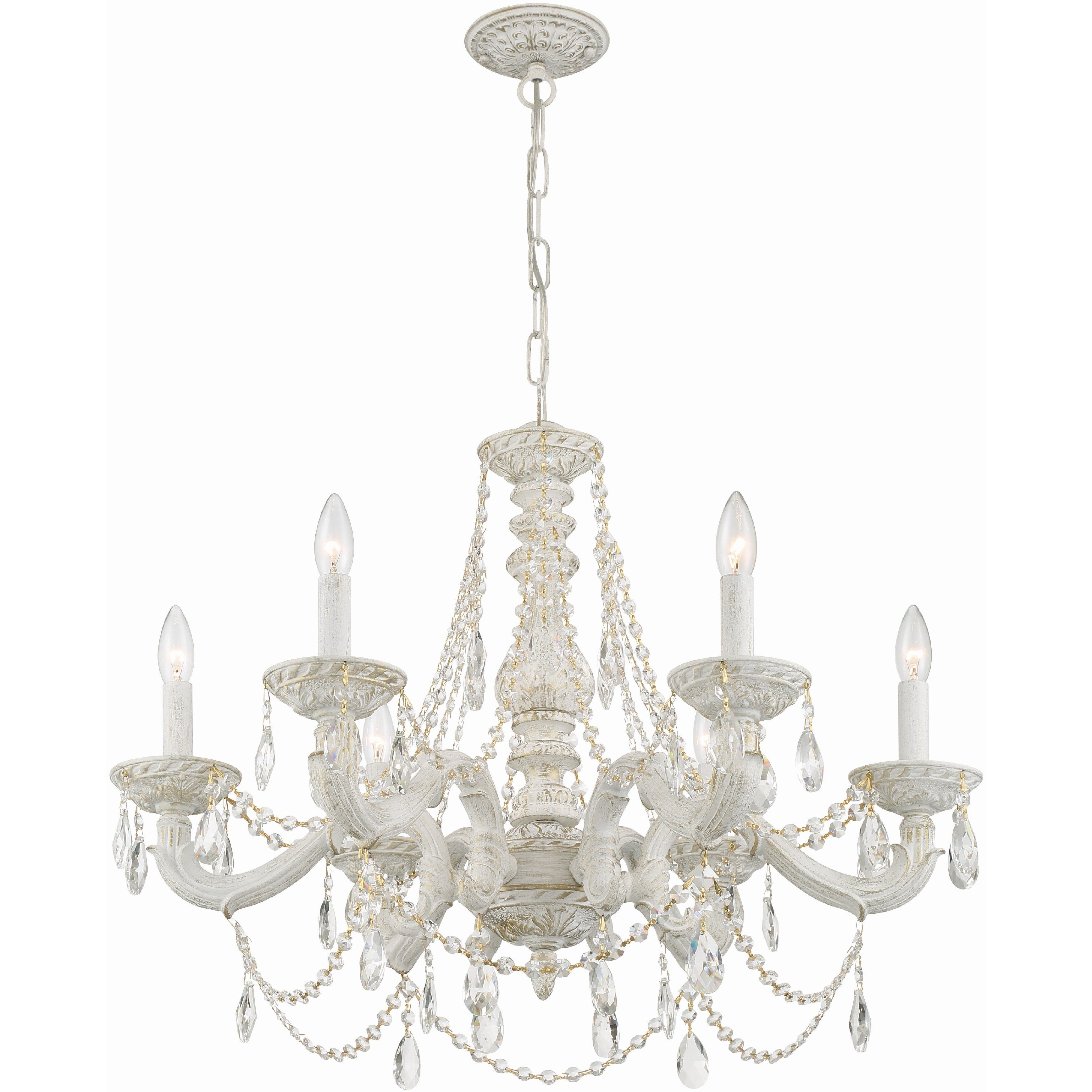 Paris Market 6 Light 28 inch Antique White Chandelier Ceiling Light in Clear Hand Cut