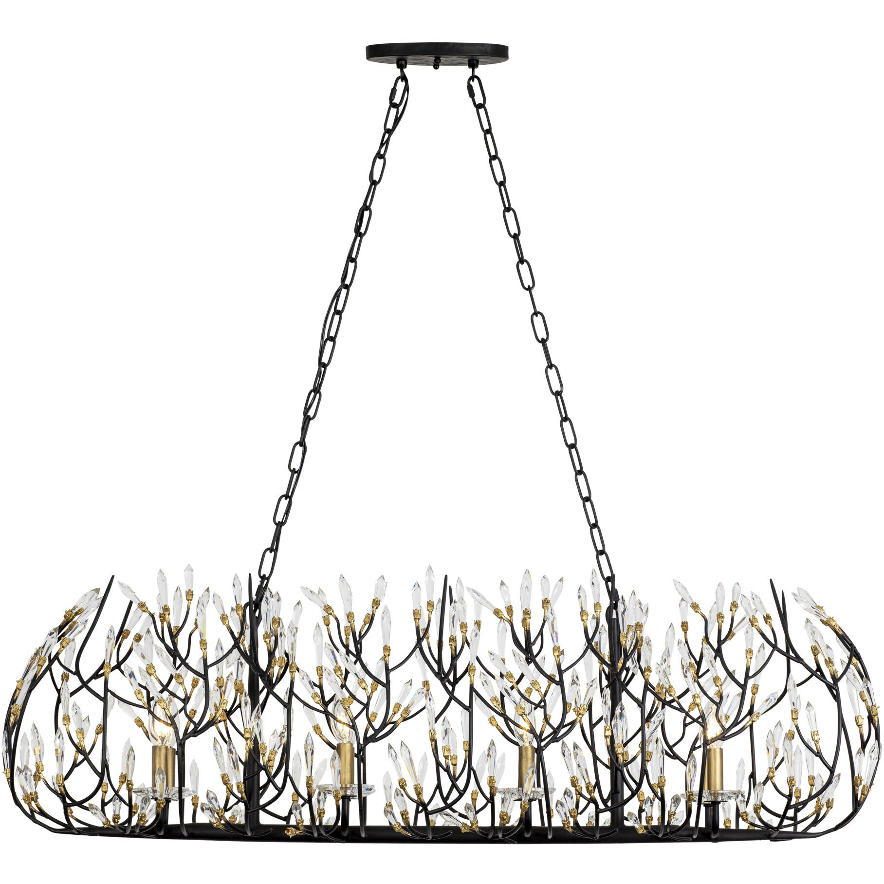 Bask 8 Light 48 inch Matte Black and French Gold Linear Pendant Ceiling Light