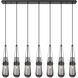 Milan 7 Light 48.13 inch Matte Black Linear Pendant Ceiling Light in Light Smoke Glass