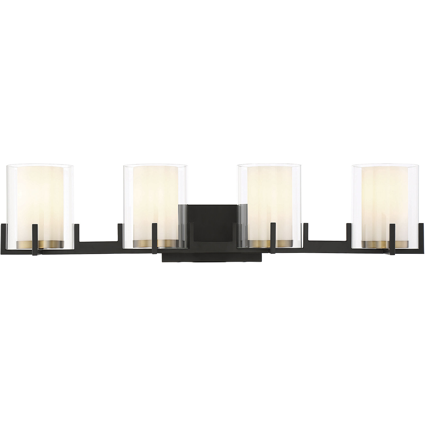 Eaton 4 Light 33 inch Black with Warm Brass Accents Bathroom Vanity Light Wall Light