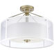 Diffusion 3 Light 18 inch Soft Gold with White Semi Flush Mount Ceiling Light