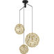 Skoura 3 Light 26.26 inch Black and Brass Pendant Ceiling Light