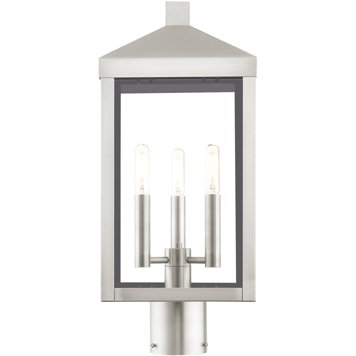 Nyack 3 Light 20 inch Brushed Nickel Outdoor Post Top Lantern