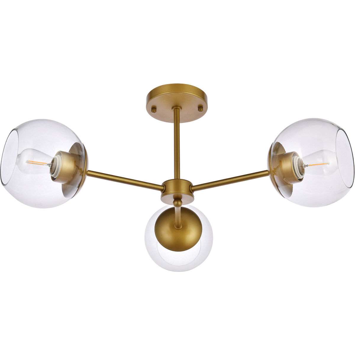 Briggs 3 Light 26 inch Brass Flush Mount Ceiling Light