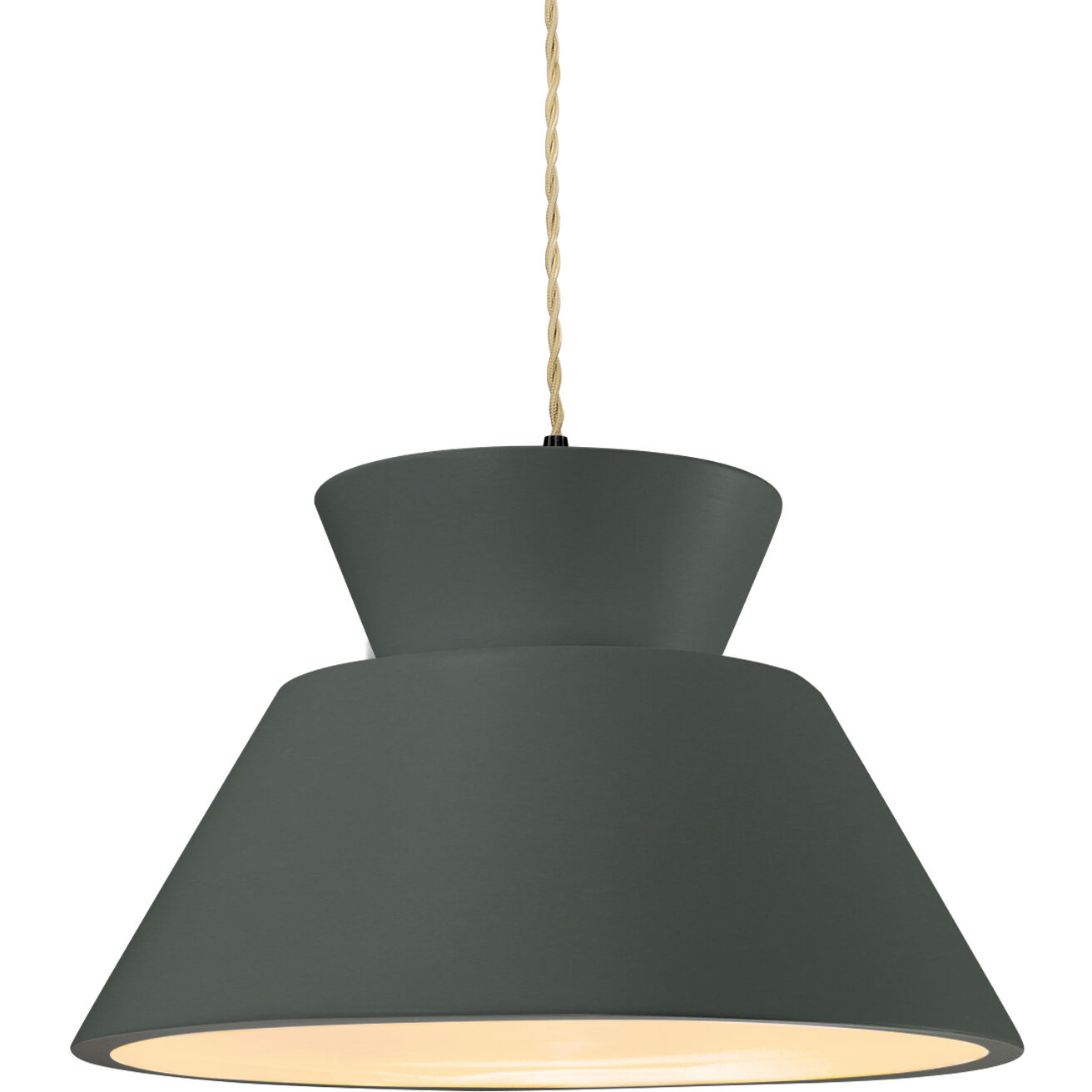 Radiance Collection - Trapezoid LED 14 inch Pewter Green Pendant Ceiling Light, Form+Finish+Function