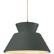 Radiance Collection - Trapezoid LED 14 inch Pewter Green Pendant Ceiling Light, Form+Finish+Function