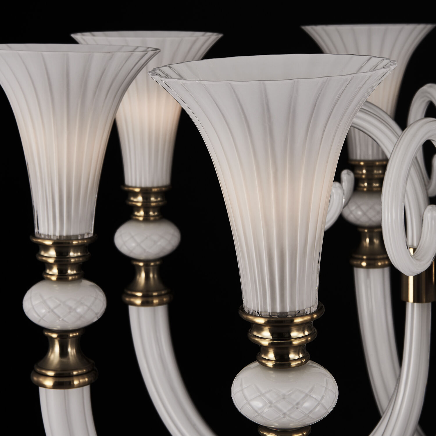 Bianca 8 Light 42 inch Winter Brass Chandelier Ceiling Light in White