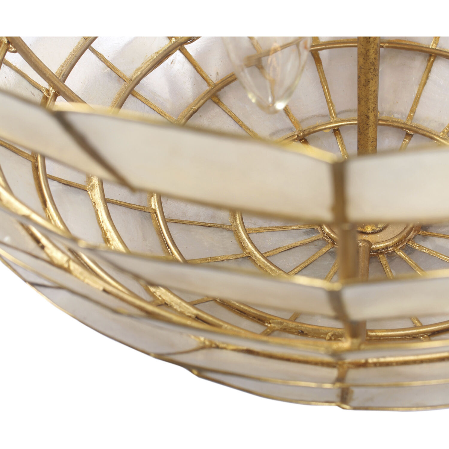 Samal 3 Light 16 inch Oxidized Gold Leaf Flush Mount Ceiling Light