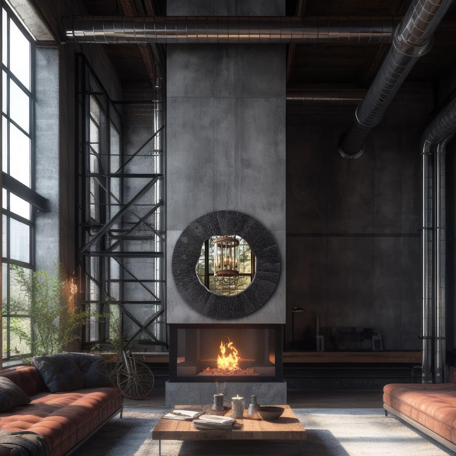 Yazku 47 X 47 inch Matte Black Mirror