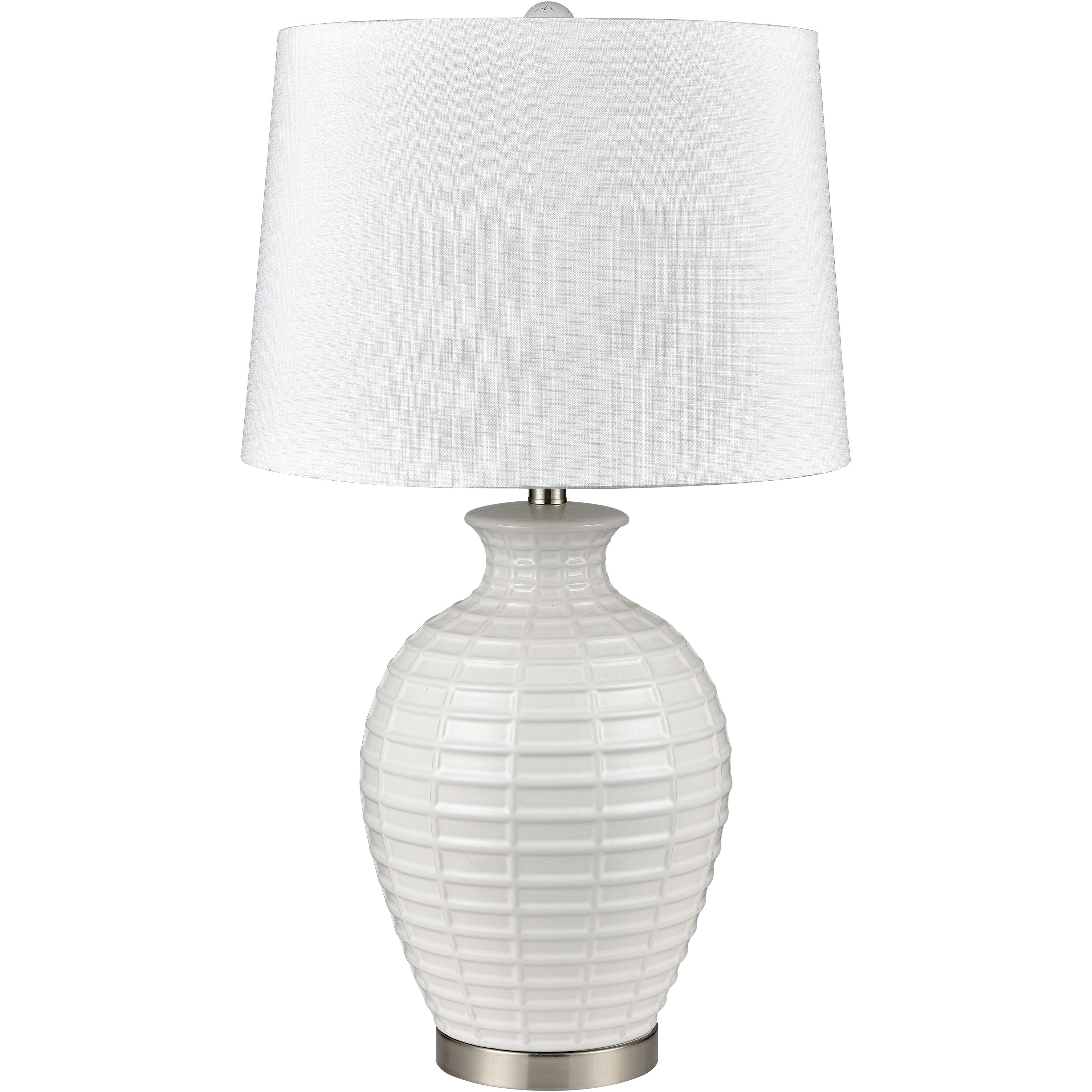 Junia 28 inch 150 watt White Glazed with Satin Nickel Table Lamp Portable Light, Set of 2