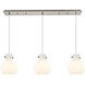 Newton Sphere 3 Light 39.75 inch Brushed Satin Nickel Linear Pendant Ceiling Light in White Glass