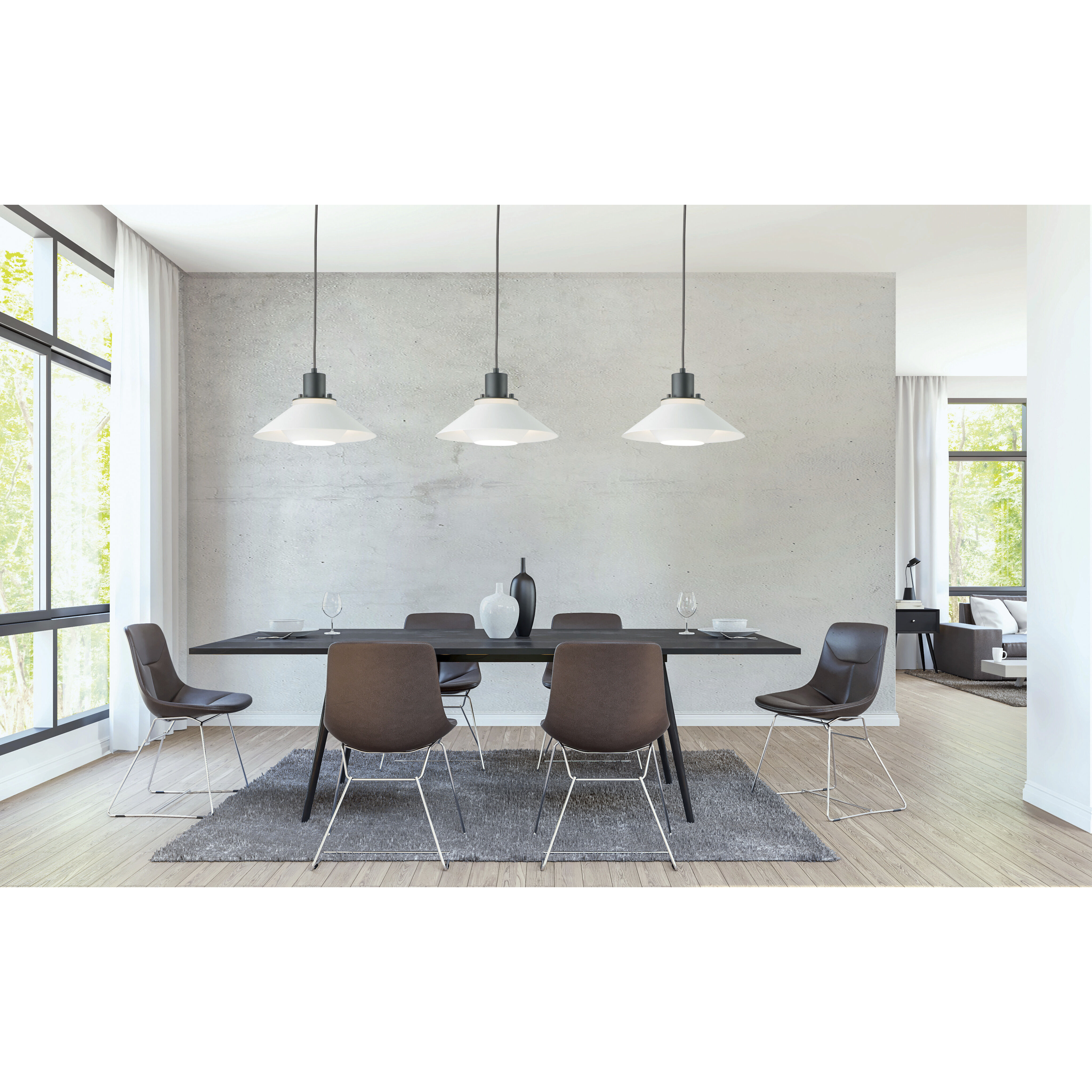 Oslo 1 Light 18.75 inch Black/White Single Pendant Ceiling Light