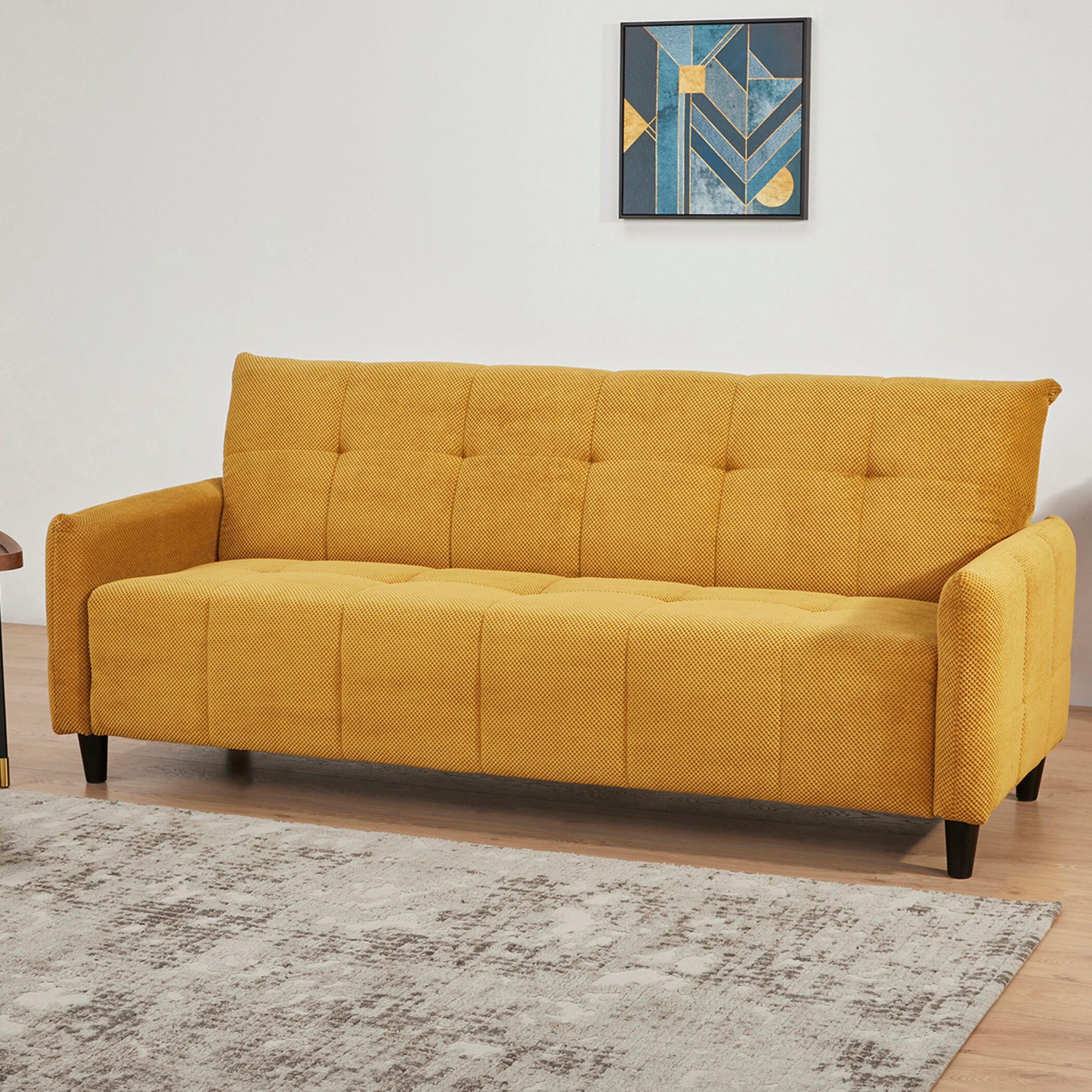 Large Biscuit Tufted Mustard Sofa