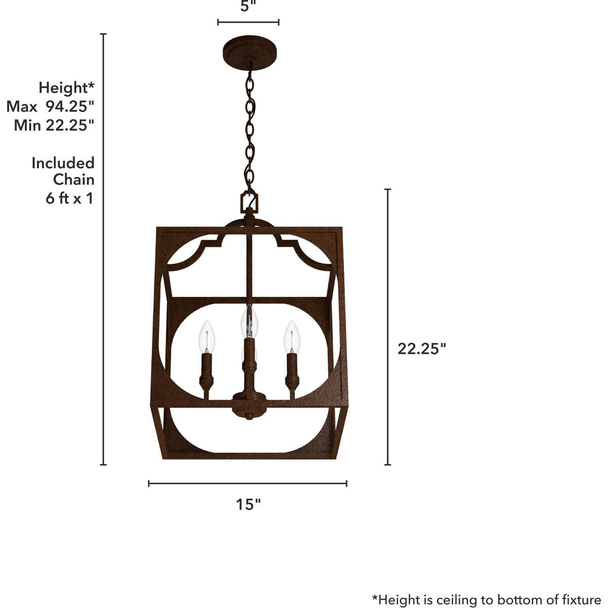 Highland Hill 4 Light 15 inch Textured Rust Pendant Ceiling Light
