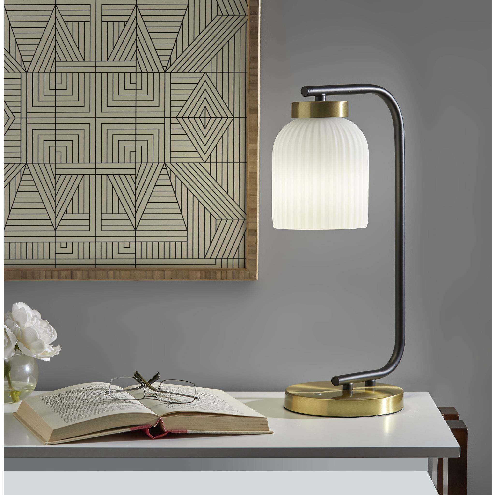 Sophia 21.65 inch 9.00 watt Black and Antique Brass Desk Lamp Portable Light