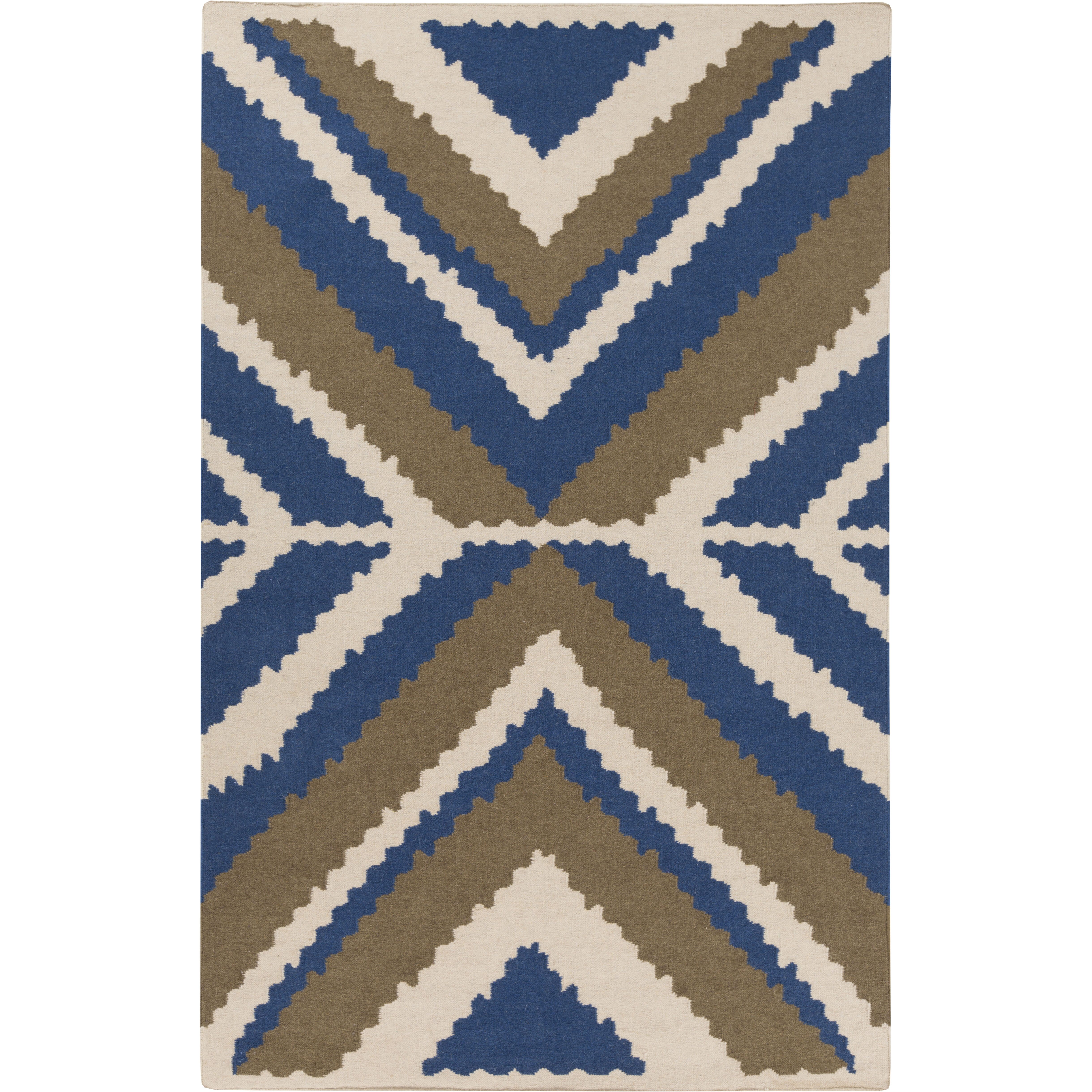 Alameda 36 X 24 inch Navy, Dark Brown, Khaki Rug