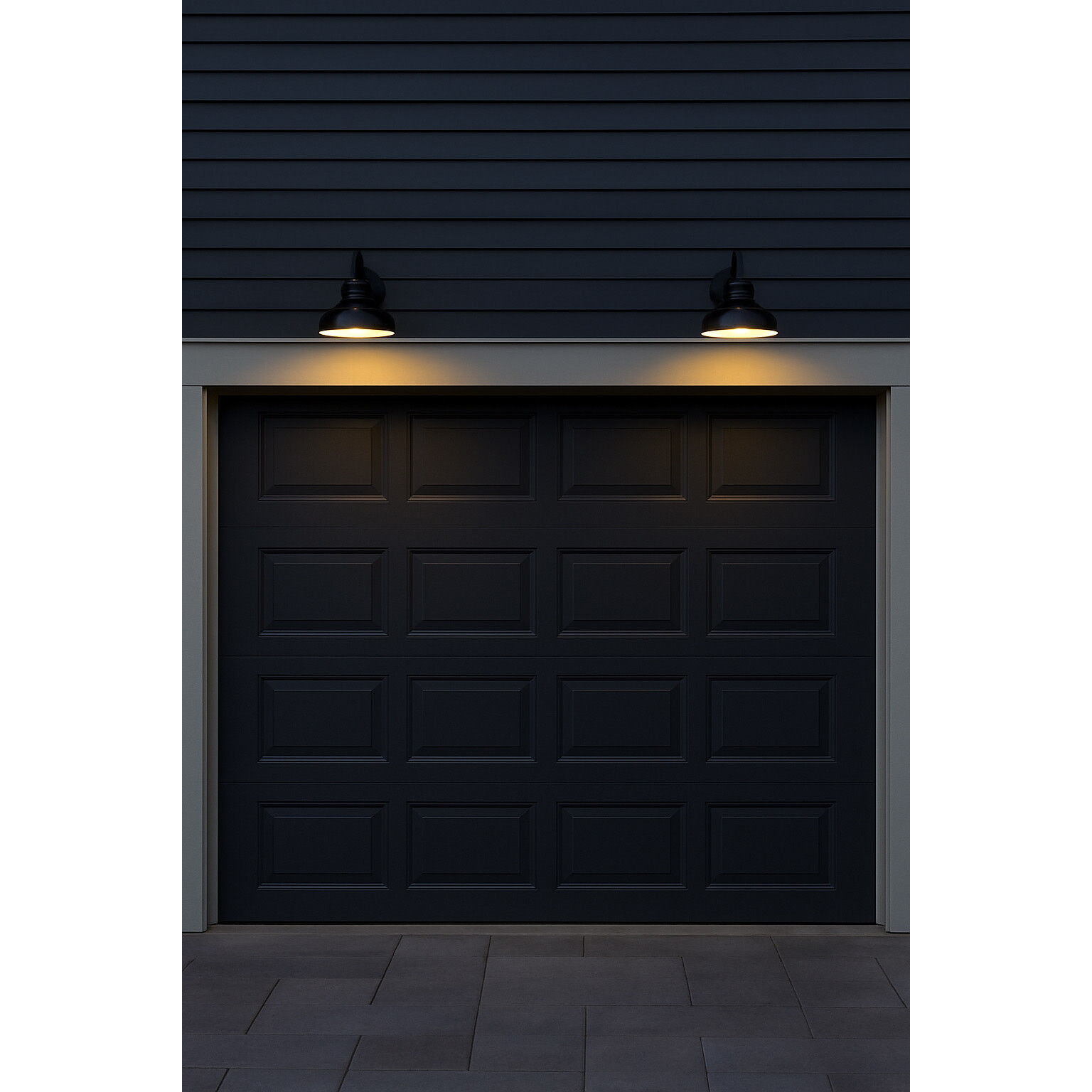 Wallace Outdoor Barn Light in Museum Black with Gloss Black, Gooseneck