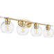 Volan 4 Light 32.5 inch Aged Brass Vanity Light Wall Light