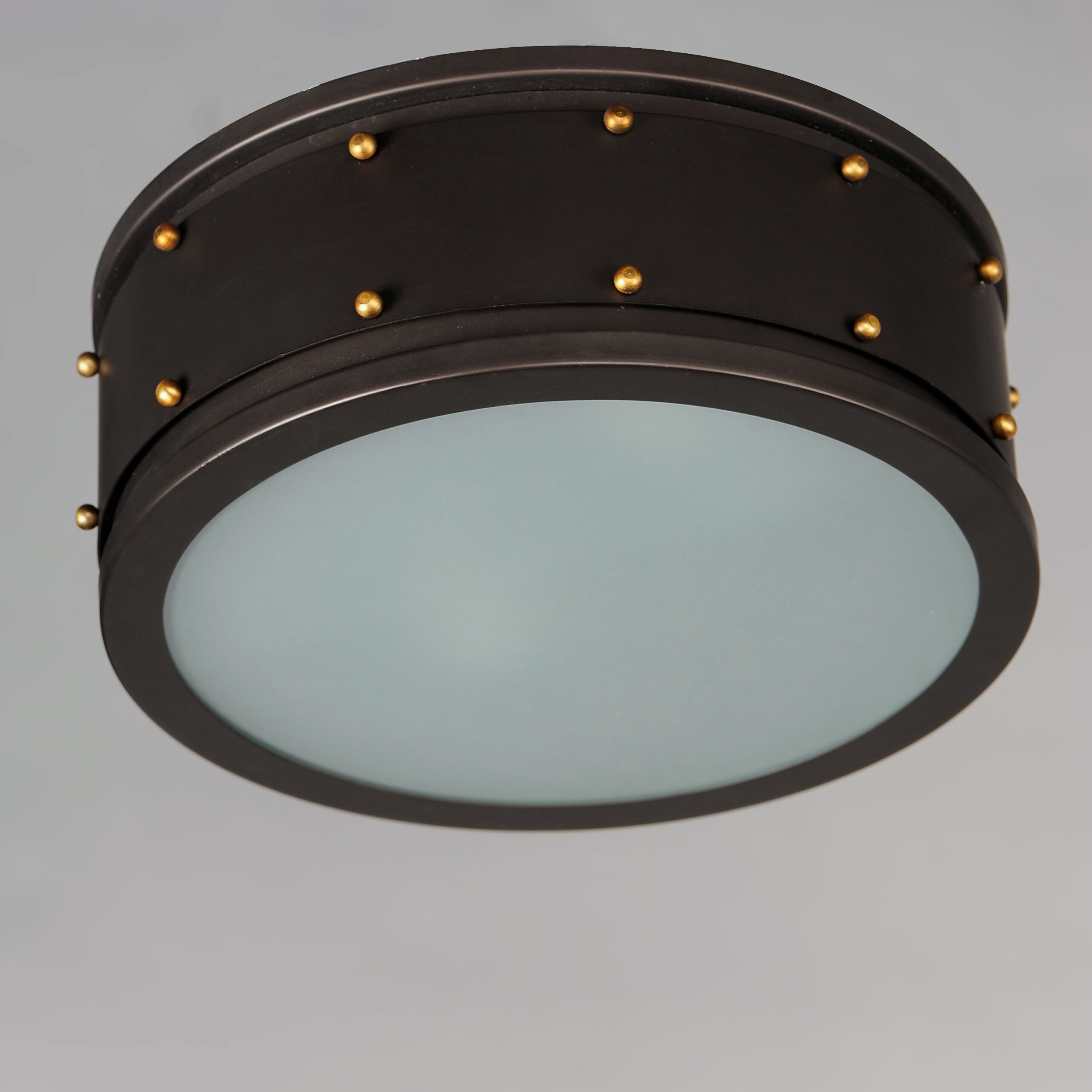 Trestle 2 Light 13 inch Oil Rubbed Bronze/Antique Brass Flush Mount Ceiling Light