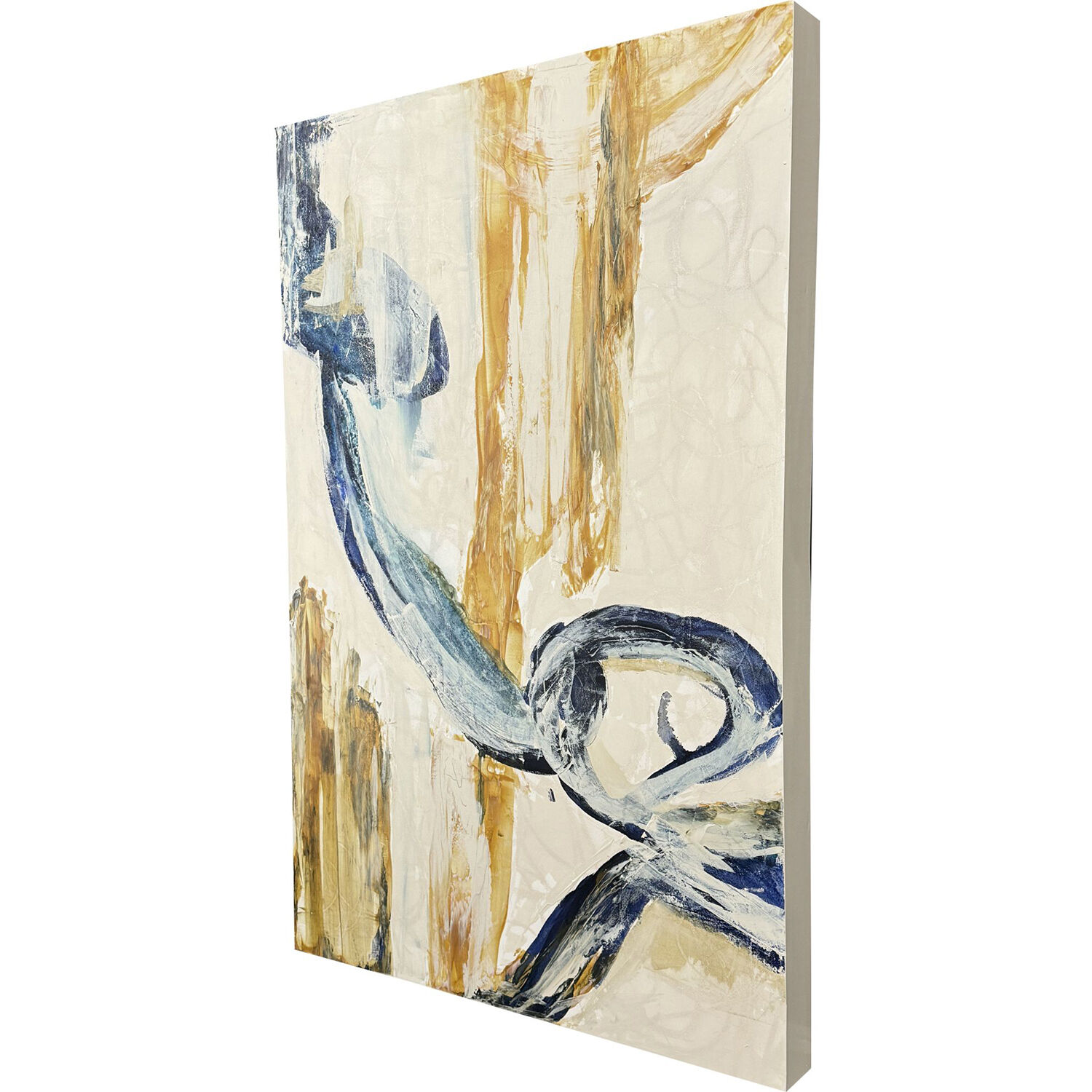 United Pursuit Blue and Beige and Yellow Wall Sculpture, The Studio