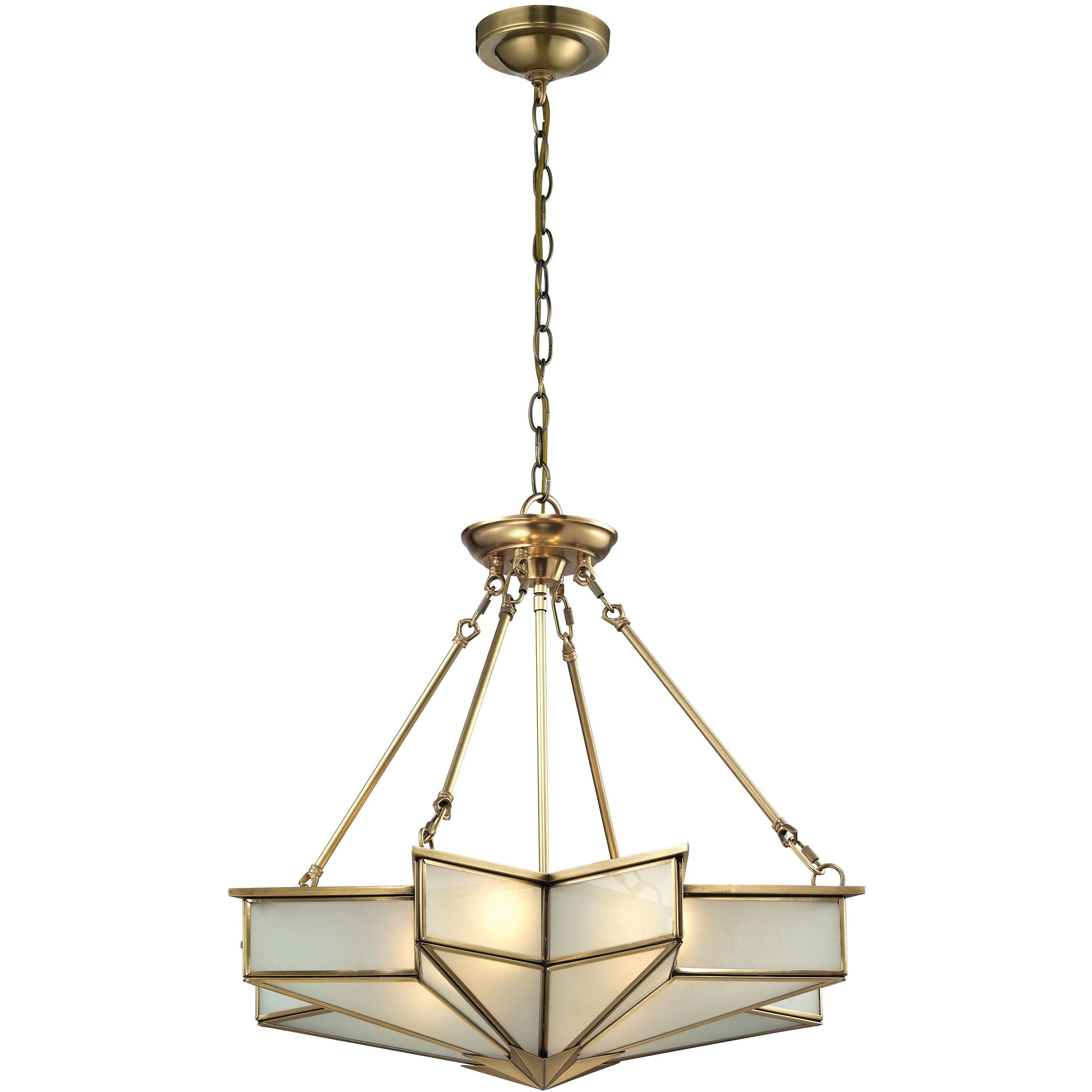 Decostar 4 Light 25 inch Brushed Brass Chandelier Ceiling Light