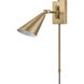 Whitmire 10.5 inch 60 watt Brushed Gold Swingarm Sconce Wall Light, Plug-In/Hardwire