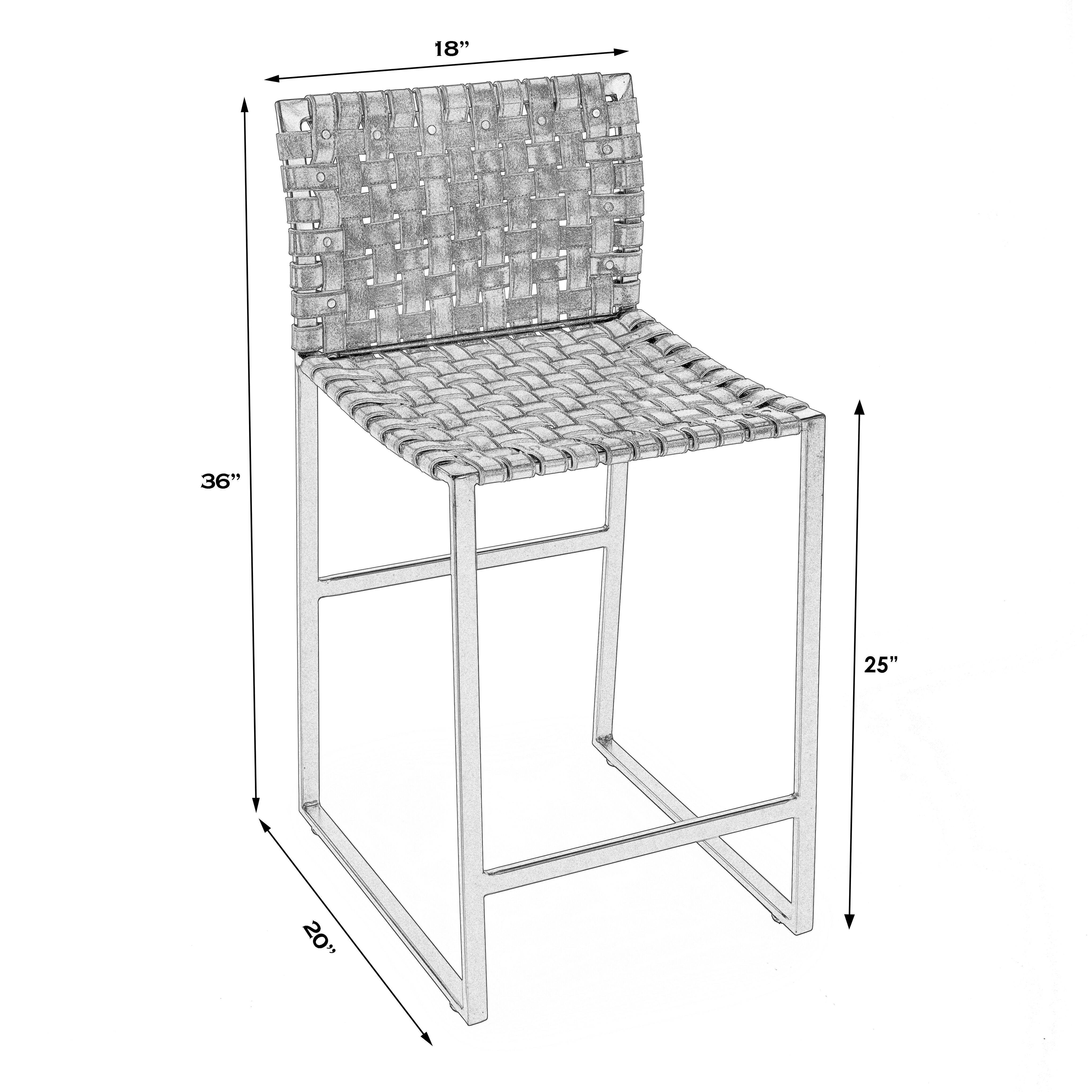 Urban Brown Woven Leather Bar Stool