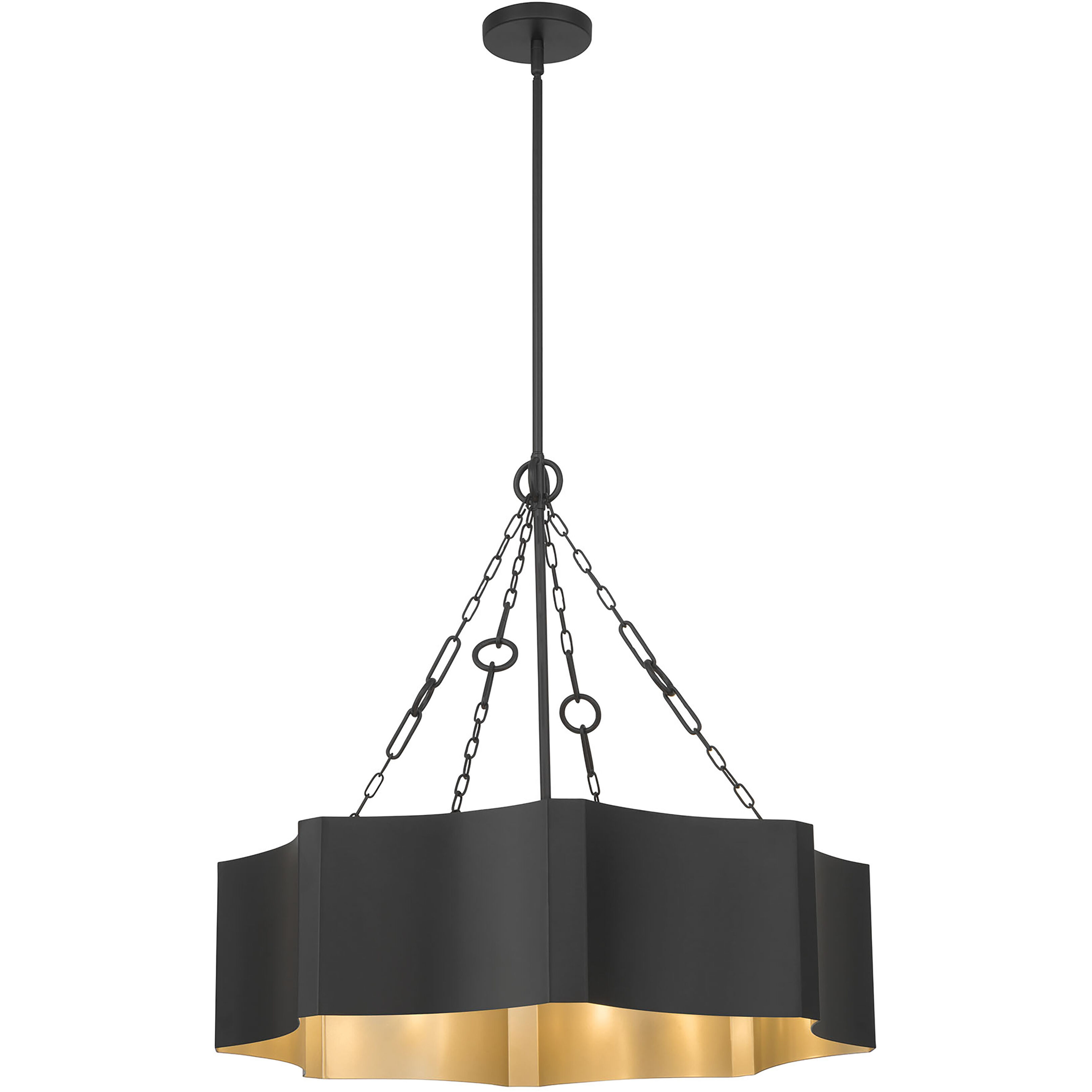 Ottavio 5 Light 28 inch Matte Black and Vintage Brass Pendant Ceiling Light