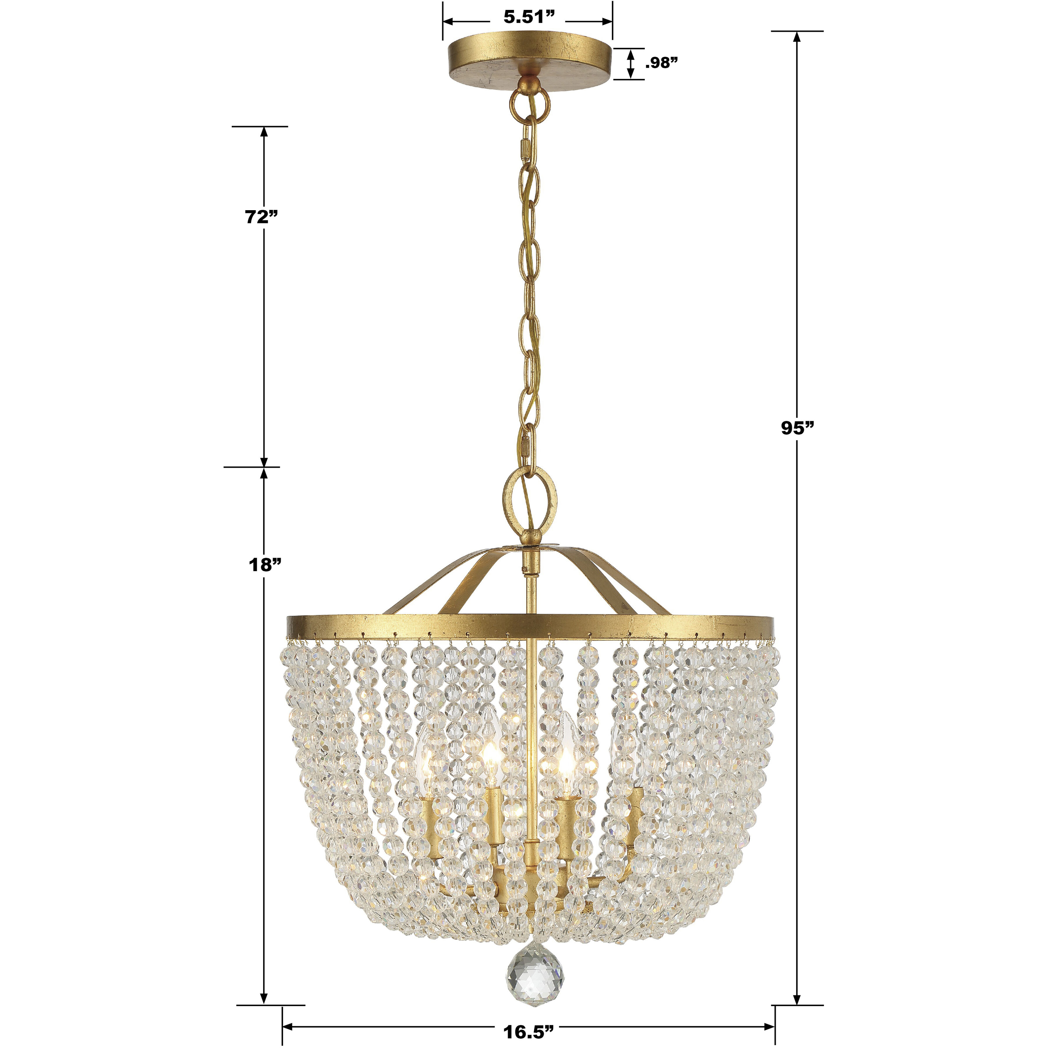 Rylee 4 Light 16.5 inch Antique Gold Chandelier Ceiling Light