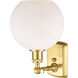 Ballston Athens 1 Light 8 inch Satin Gold Sconce Wall Light in Matte White Glass, Ballston