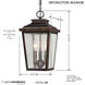 Irvington Manor 3 Light 8.5 inch Chelesa Bronze Outdoor Chain Hung Lantern in Incandescent, Clear Seeded Glass, The Great Outdoors