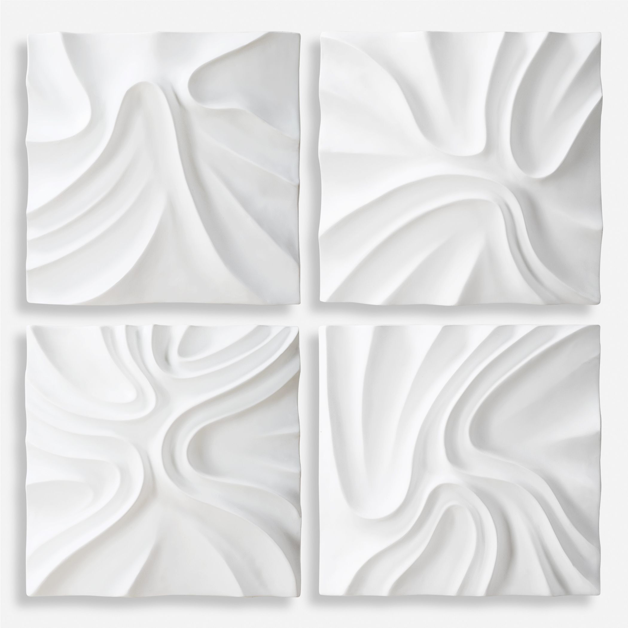 Snowdrift Fresh White Wall Decor, Set of 4