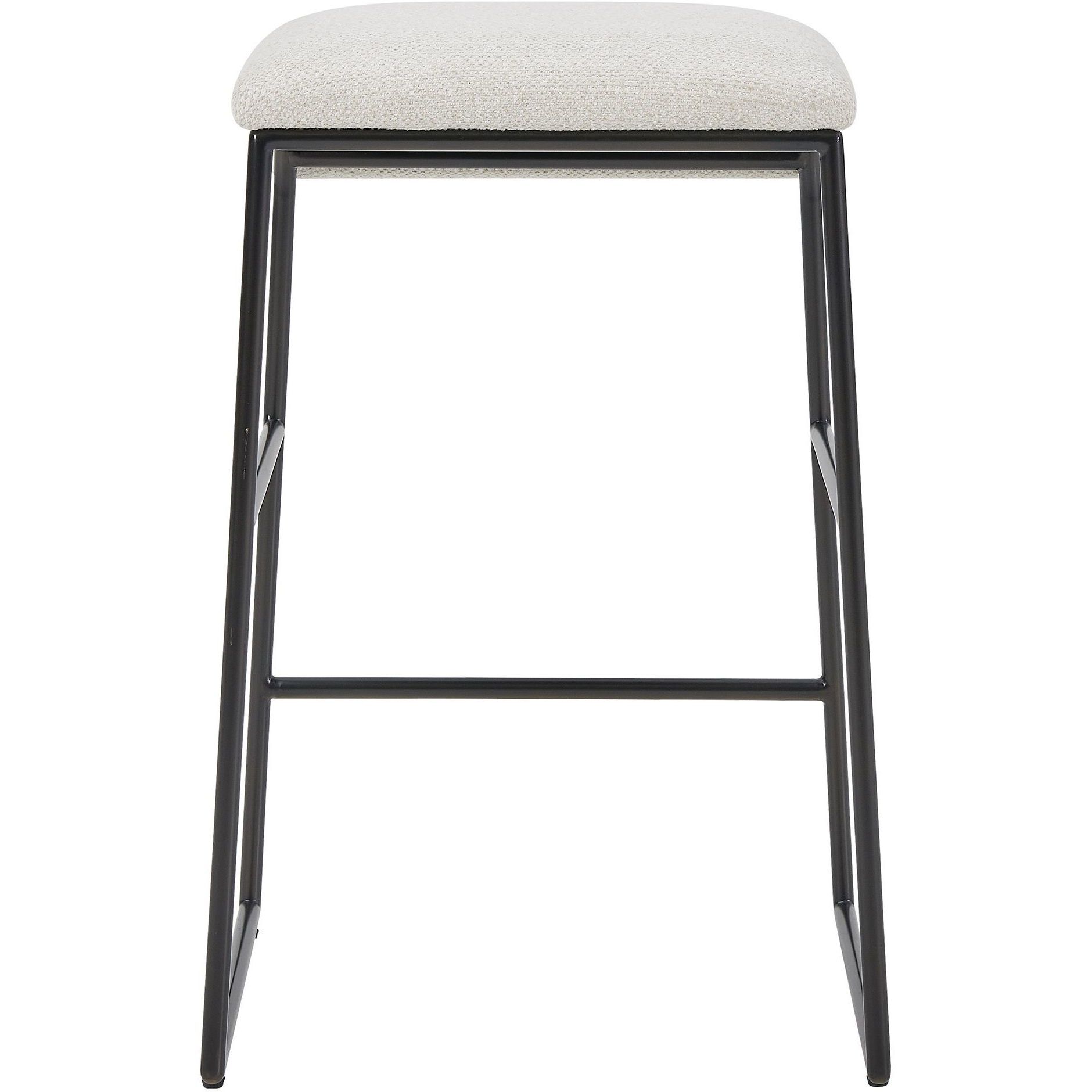 Arcane 26 inch Matte Black and Textured Ecru Counter Stool