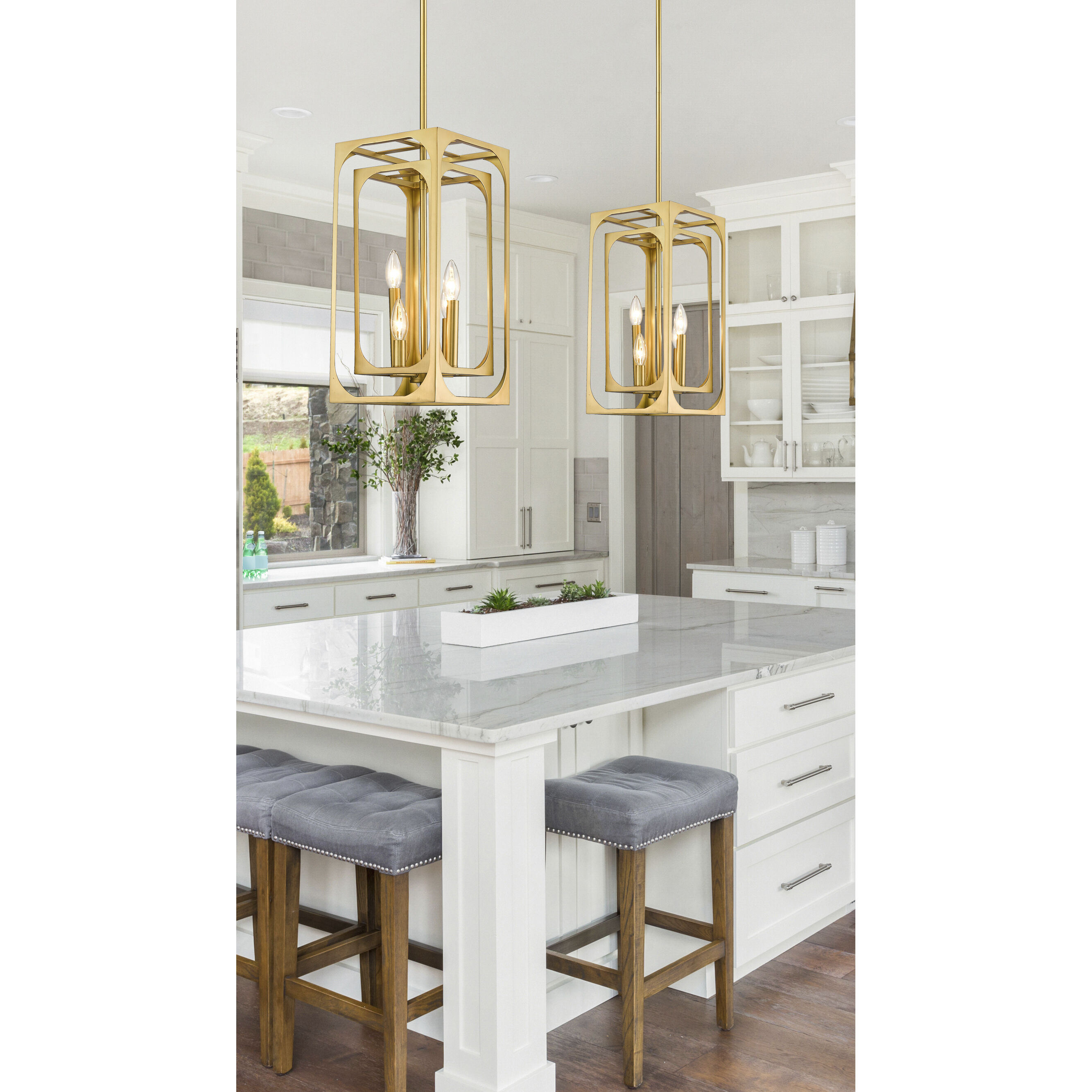 Easton 4 Light 9.25 inch Rubbed Brass Chandelier Ceiling Light