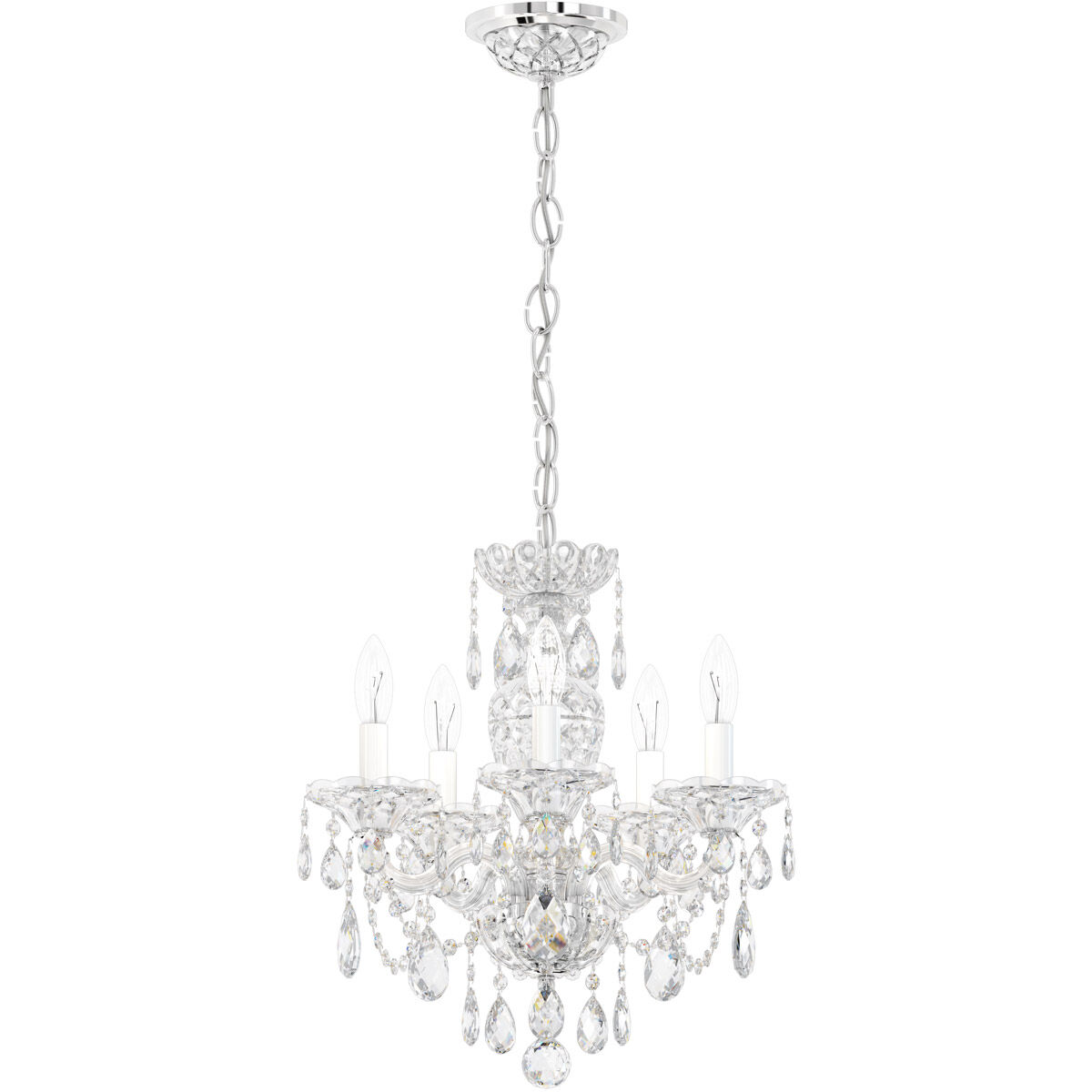Sterling 5 Light 16 inch Polished Silver Chandelier Ceiling Light in Heritage