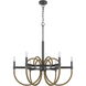 Rowland 6 Light 31 inch Burlap and Black Chandelier Ceiling Light, Candelabra Style