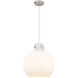 Newton Sphere 1 Light 14 inch Satin Nickel Pendant Ceiling Light in Matte White Glass