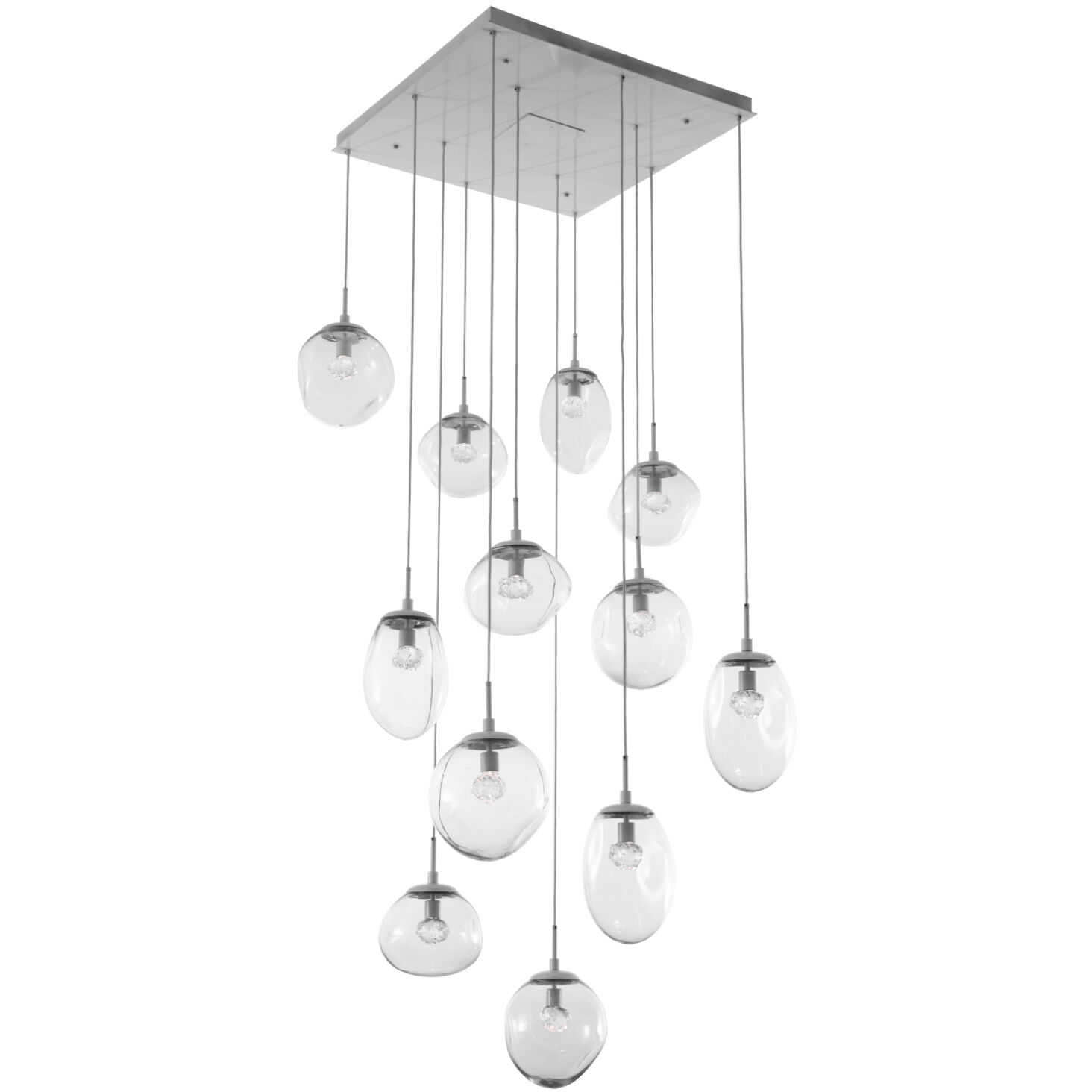 Cosmos LED LED Novel Brass Chandelier Ceiling Light, Square Multi-Pendant