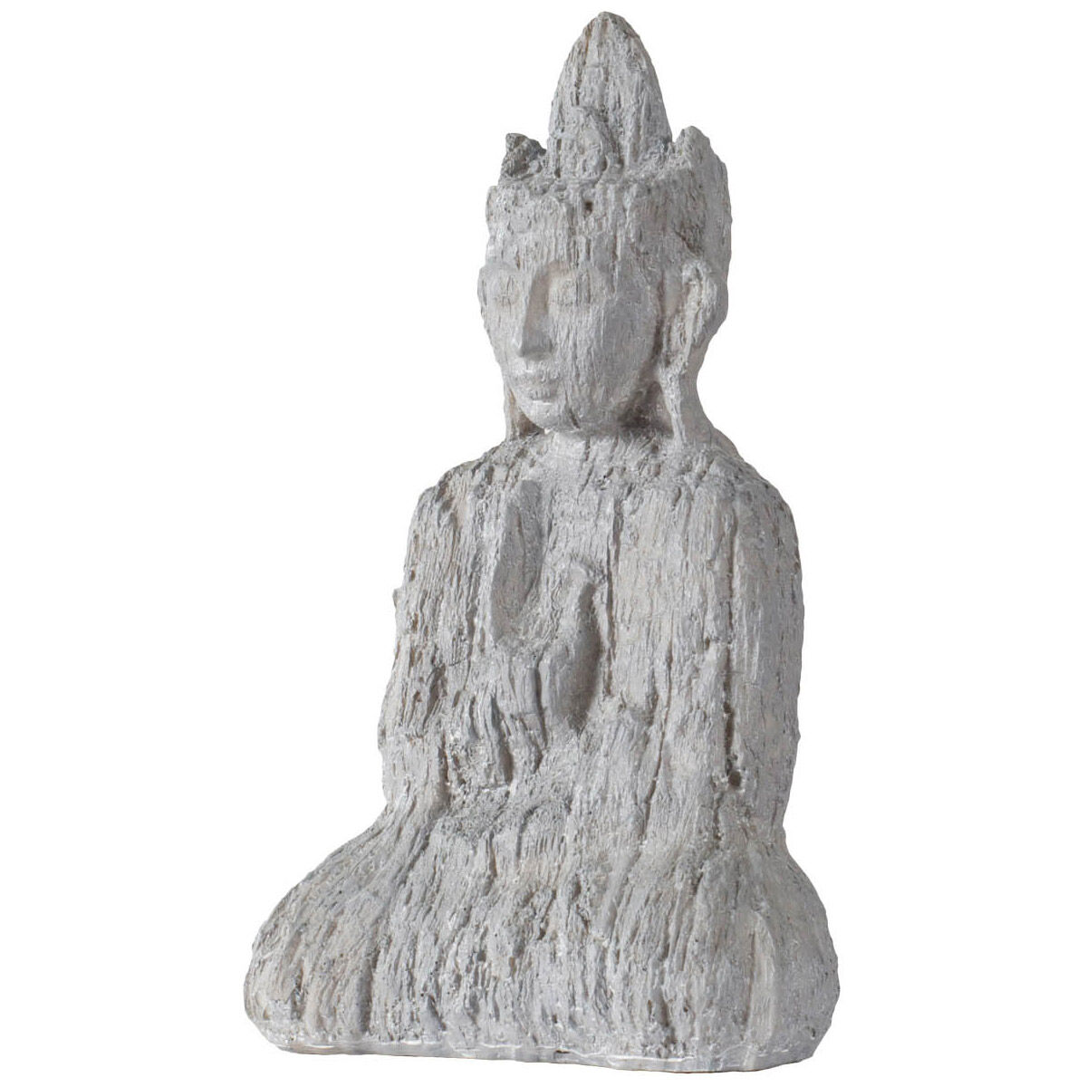 Meditating Sitting Crowned Buddha Gray Outdoor Classic Figurines
