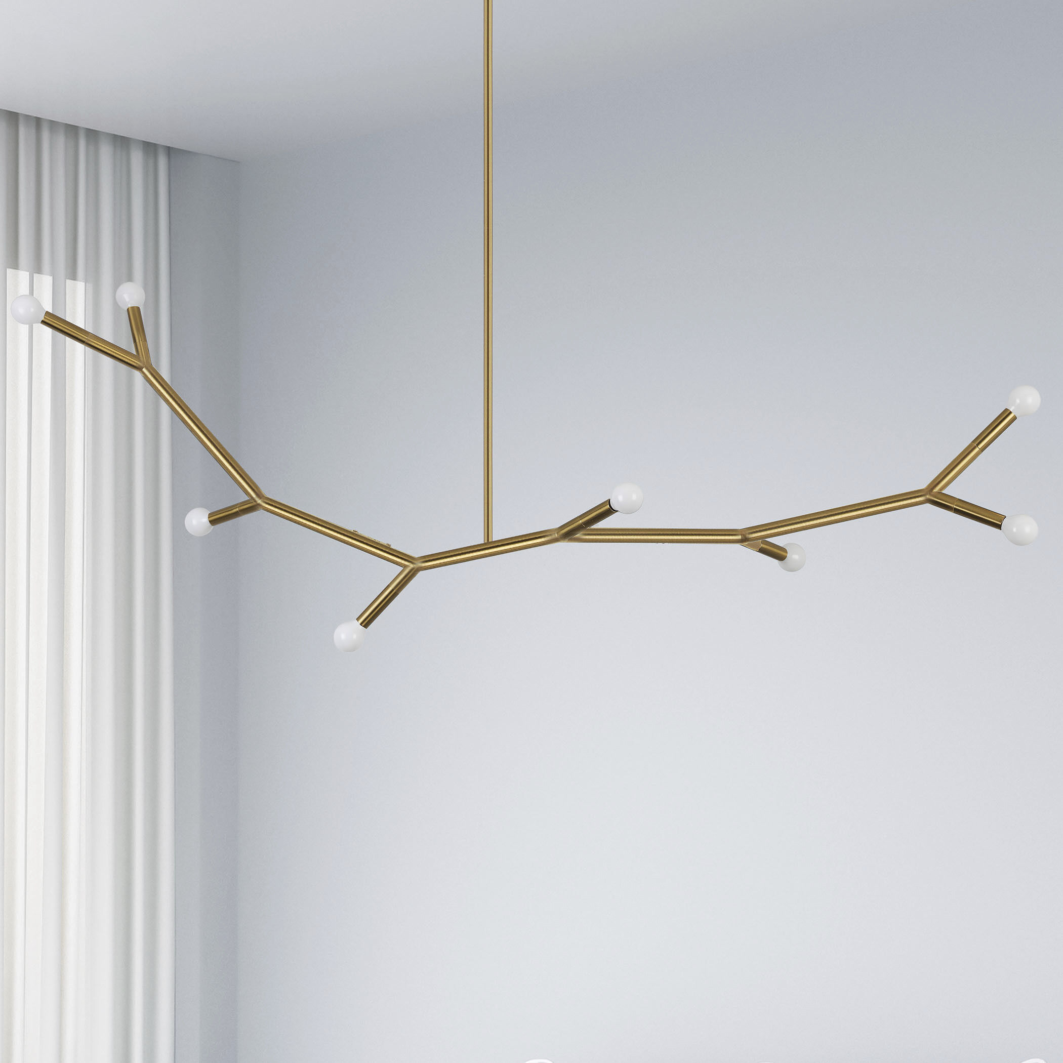 Morgan 8 Light 59.75 inch Aged Brass Horizontal Pendant Ceiling Light