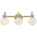Lucy 3 Light 25 inch Lacquered Brass with Seafoam Bath Light Wall Light