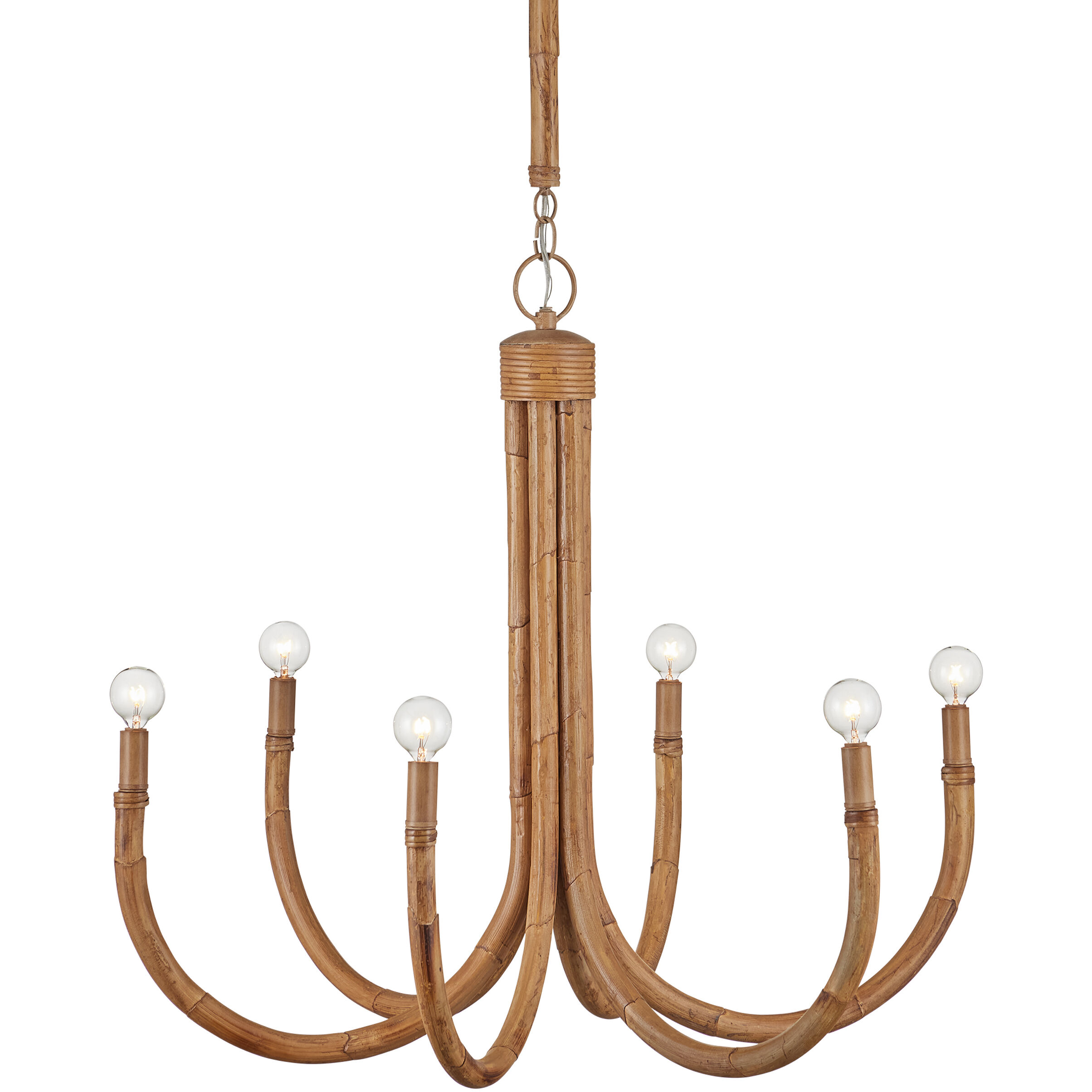 Samsara 6 Light 31.5 inch Natural/Saddle Tan Chandelier Ceiling Light, Small