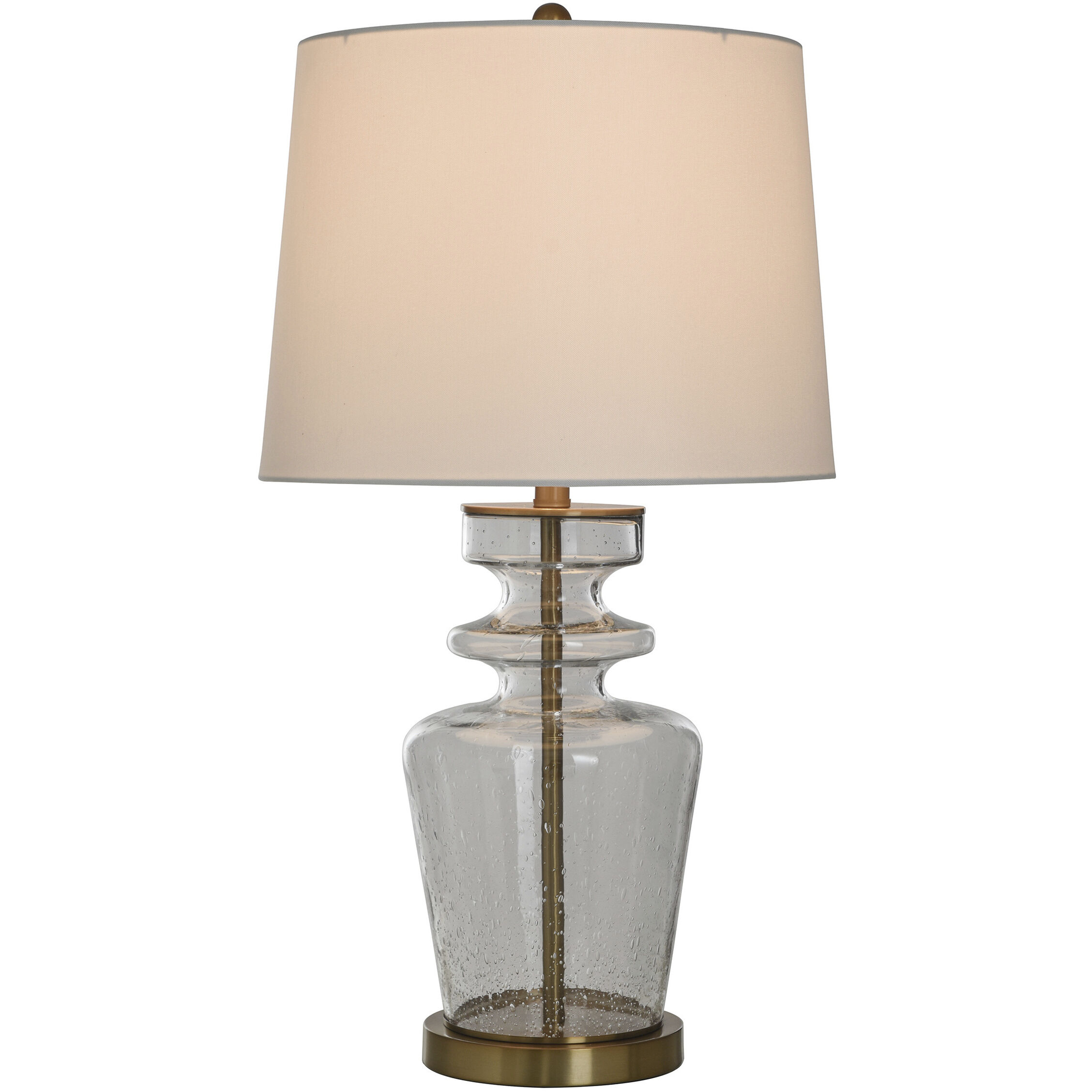 Cameron 30 inch 150 watt Clear Seeded and Gold and Off-White Table Lamp Portable Light