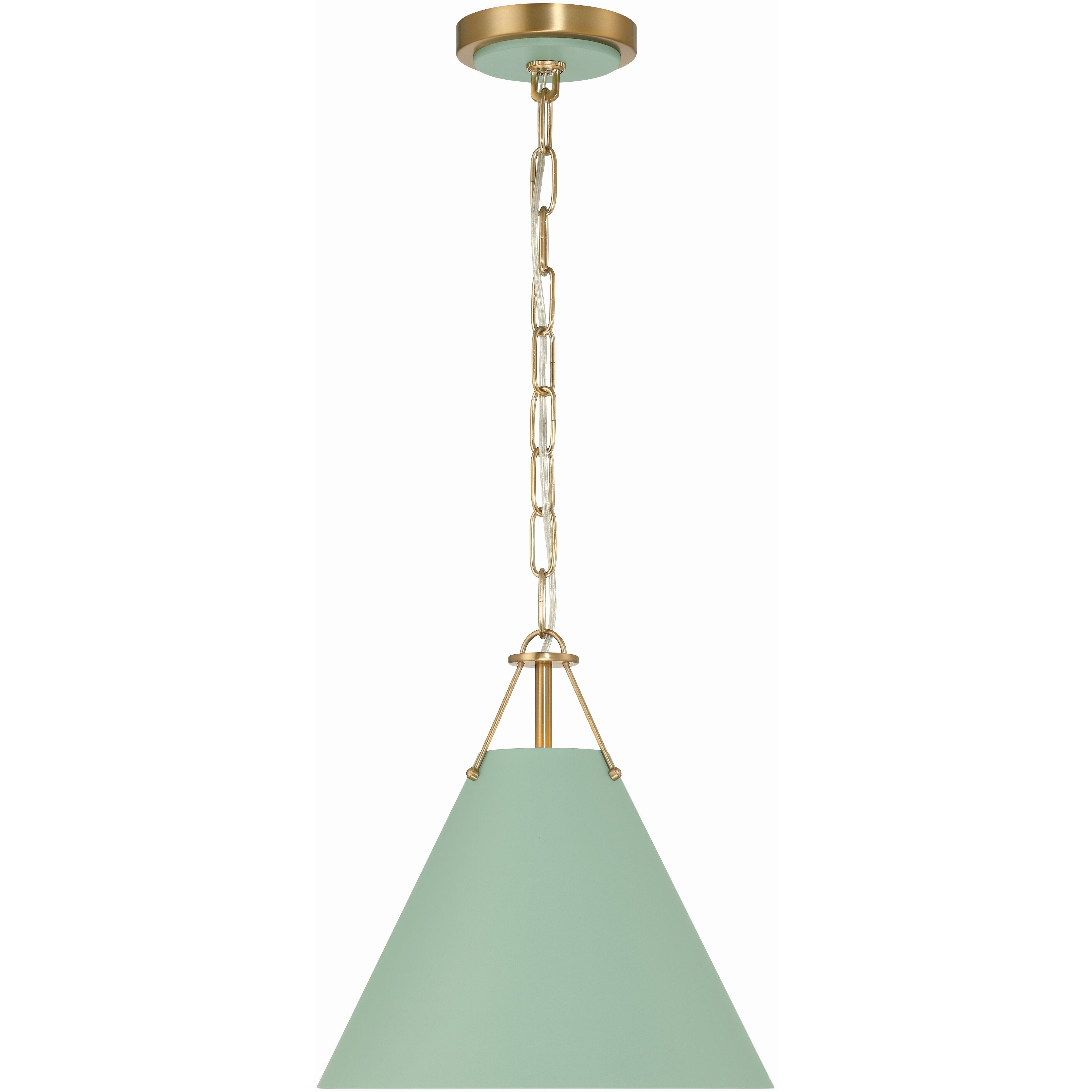 Xavier 1 Light 12 inch Vibrant Gold Mini Pendant Ceiling Light in Vibrant Gold and Green
