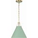 Xavier 1 Light 12 inch Vibrant Gold Mini Pendant Ceiling Light in Vibrant Gold and Green