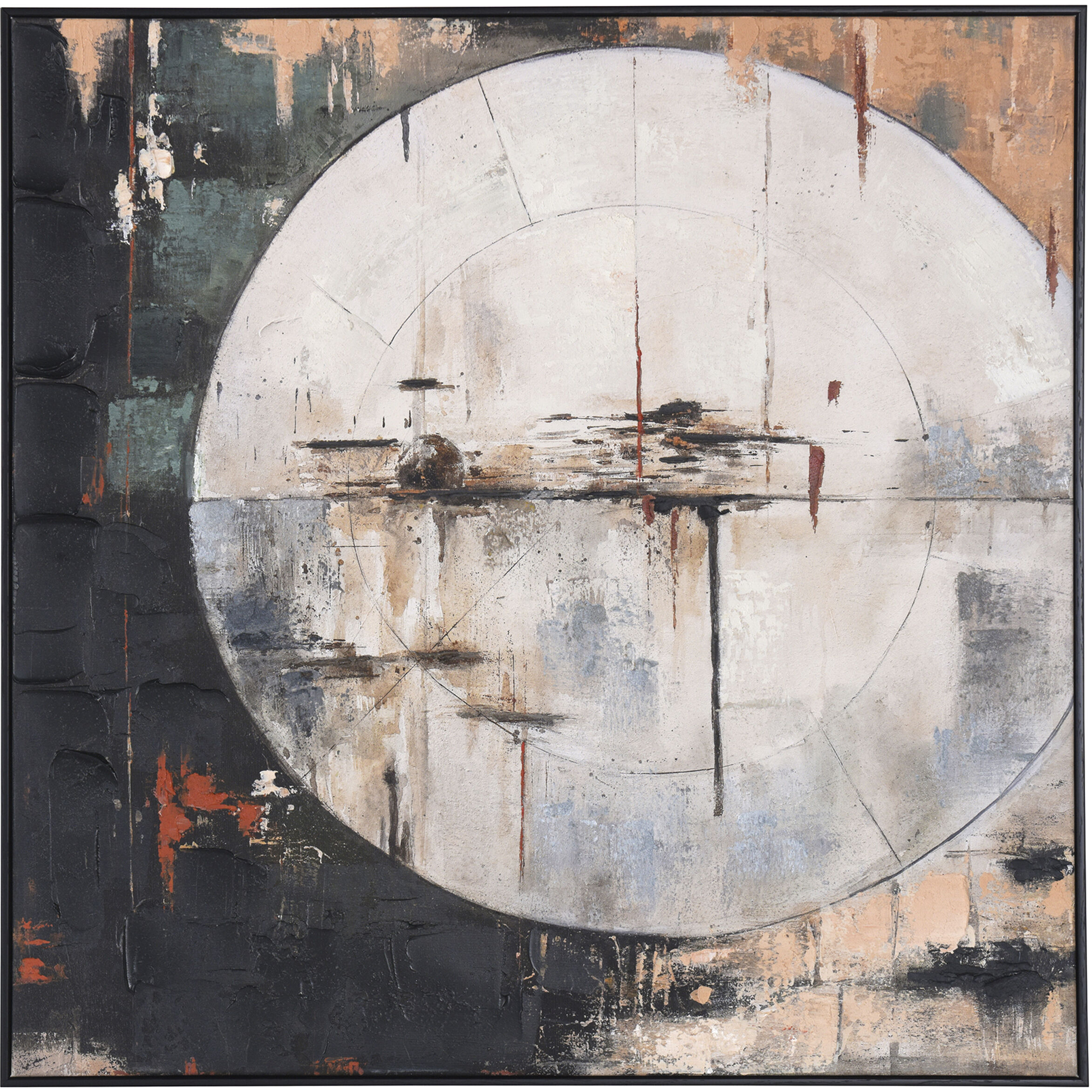 Moon Movement Multi - White and Blue and Black and Beige and Orange Wall Art