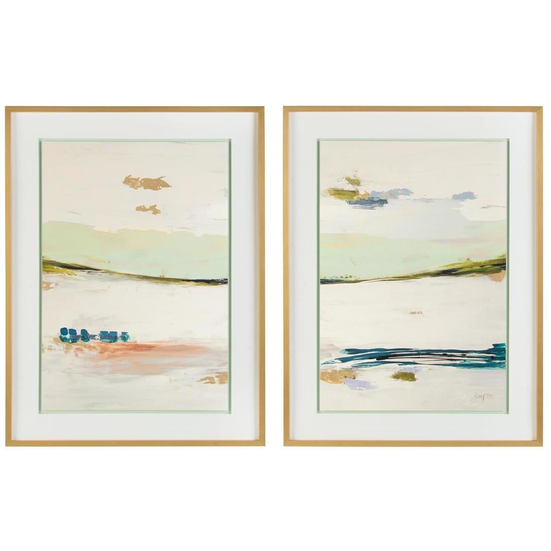 Jennifer Poe's Breath of Fresh Air Diptych Gold Leaf Giclees
