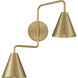 Modern 60.00 watt Natural Brass Adjustable Wall Sconce Wall Light