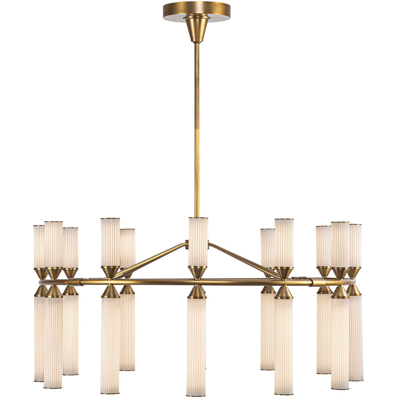 Edwin LED 37.5 inch Vintage Brass Chandelier Ceiling Light